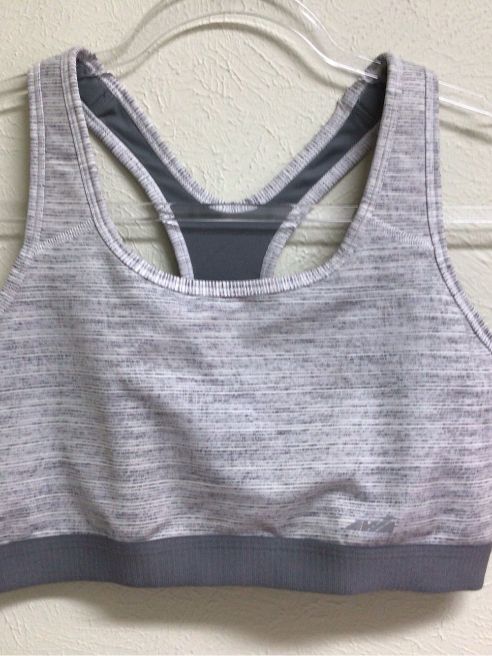 Avia Light Gray Heather Racerback Sports Bra with Dark Gray Band